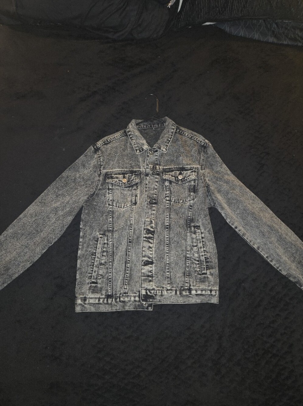 Men's Washed Denim Jacket - Black/Gray